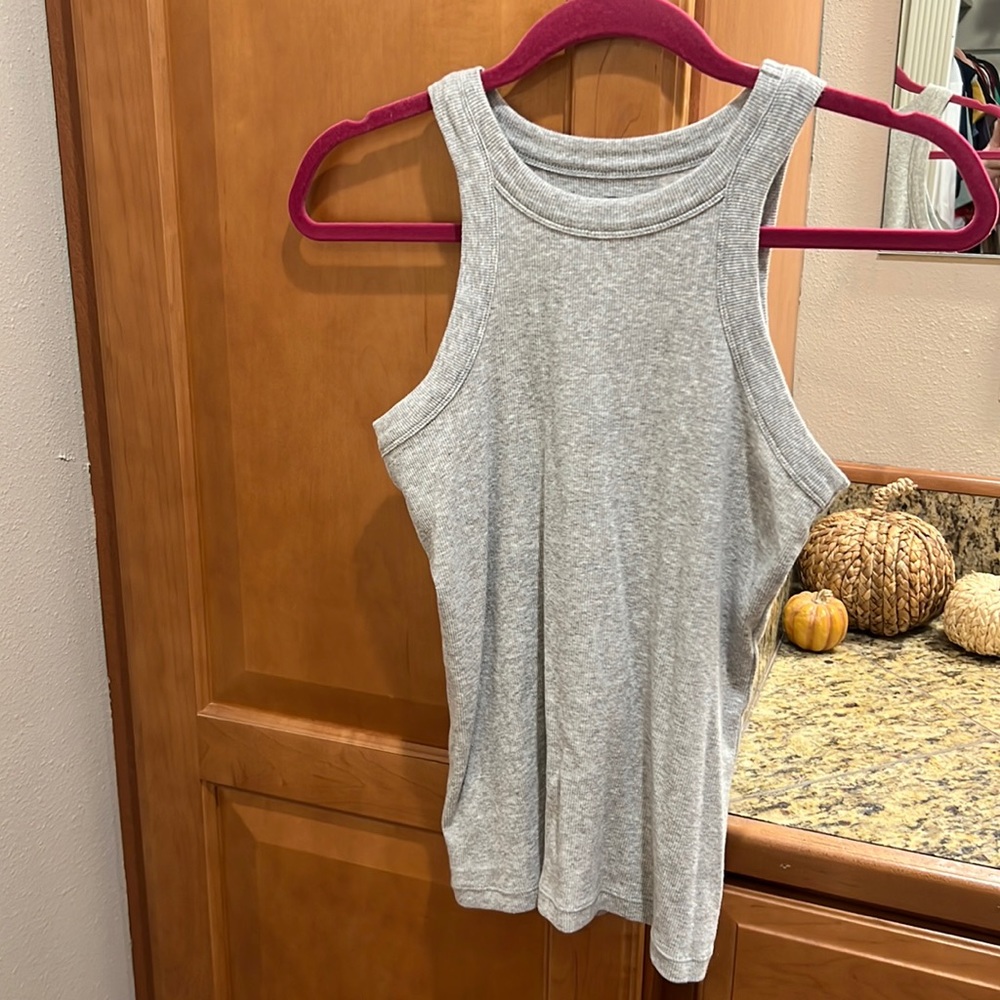 Loft, ribbed, tank top, light, gray size medium.